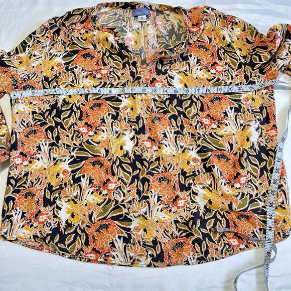 Laura Scott Blouse Top Womens Size XL  Floral V Neck Long Sleeve Pullover Top - Picture 8 of 11